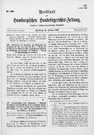 Beiblatt zur hamburgischen Handelsgerichts-Zeitung No. 30. Hamburg, 24. Oktober 1868.
