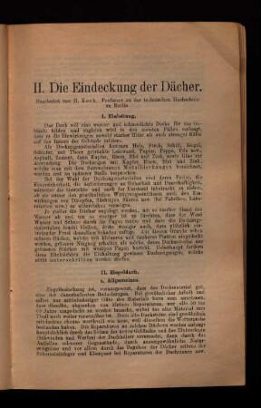 II. Die Eindeckung der Dächer.