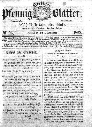 No. 36, Sonnabend, den 5. September 1863