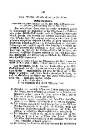 Militär-Waisenhaus zu Potsdam : [III. Elementarschulwesen]