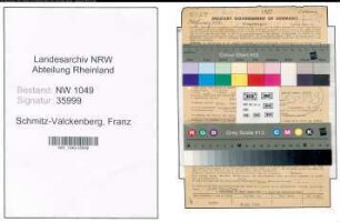Entnazifizierung Franz Schmitz-Valckenberg , geb. 07.05.1893 (Geschaeftsfuehrer)