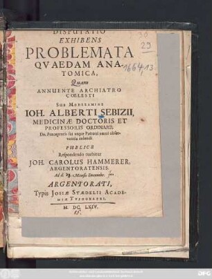 Disputatio Exhibens Problemata Quaedam Anatomica