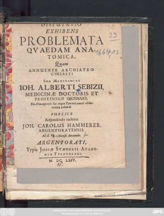 Disputatio Exhibens Problemata Quaedam Anatomica