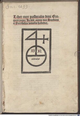 Liber cure pastoralis diui Gregorii pape