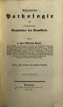 Allgemeine Pathologie oder allgemeine Naturlehre der Krankheit, 2