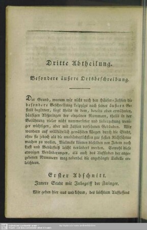 Dritte Abtheilung. Besondere äußere Ortsbeschreibung