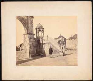 Felsendom, Jerusalem Predigtkanzel: Sommerkanzel aus der Mameluckenzeit, genannt Kanzel des Kadi Burhaneddin (gest. 1456), links Teil eines der 4 Triforien