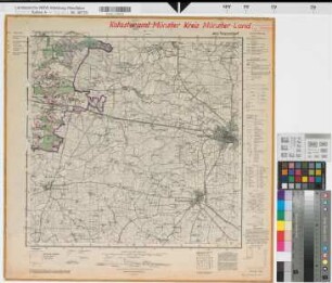 Katasteramt Münster  Kreis Münster-Land, Meßtischblatt Warendorf 4013, Farbige Einzeichnung mit Namensliste