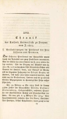 XVIII. Chronik der kaiserl. Universität zu Dorpat vom J. 1813. (unvollständig)