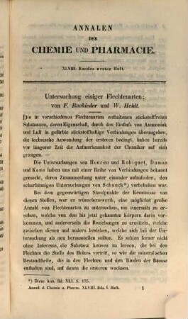Annalen der Chemie und Pharmacie : vereinigte Zeitschrift des Neuen Journals der Pharmacie für Ärzte, Apotheker und Chemiker u. des Magazins für Pharmacie und Experimentalkritik. 48. 1843