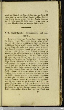 XVI. Veränderliche, verschwundene und neue Sterne