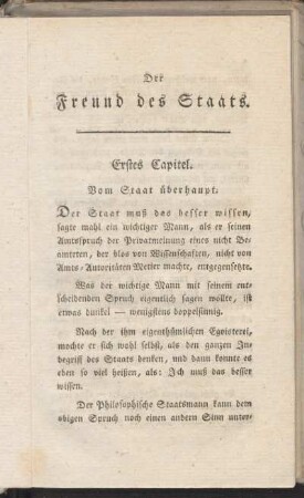 Erstes Capitel. Vom Sttat überhaupt