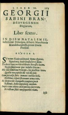 Georgii Sabini Brandeburgensis Elegiarum, Liber sextus.