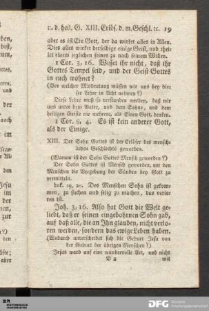 XIII. Erlösung des menschlichen Geschlechts durch den Sohn Gottes.
