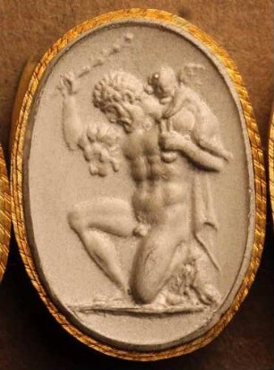 Herkules wehrt sich vergeblich gegen Cupido (Daktyliothek, Das Alterthum nach Lippert und Visconti)