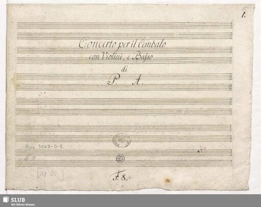 Concertos - Mus.3065-O-5 : cemb, strings : F