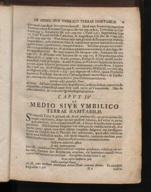 Caput IV. De Medio Sive Umbilico Terrae Habitabilis