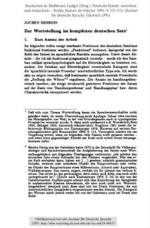 Zur Wortstellung im komplexen deutschen Satz