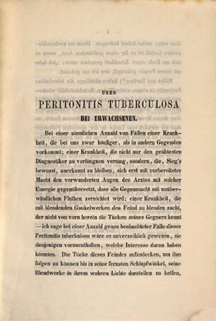 Über Peritonitis tuberculosa bei Erwachsenen : Inaug. diss.