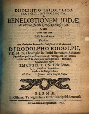 Disquisitio philol. proph. theol. in benedictionem Iudae