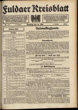 Zweite Ausgabe vom Samstag, den 18. Mai 1912.