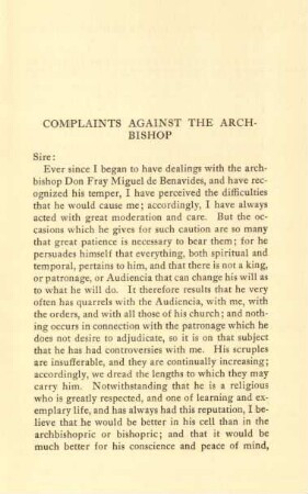 Complaints against the archbishop