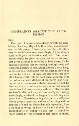 Complaints against the archbishop