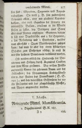 V. Klasse. Reinigende Mittel. Mundificantia.