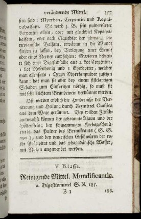 V. Klasse. Reinigende Mittel. Mundificantia.