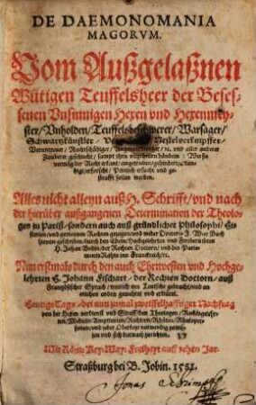 De daemonomania Magorum : wider Doctoris J. Wier Buch = Vom Außgelaßnen Wütigen Teuffelsheer der Besessenen ...