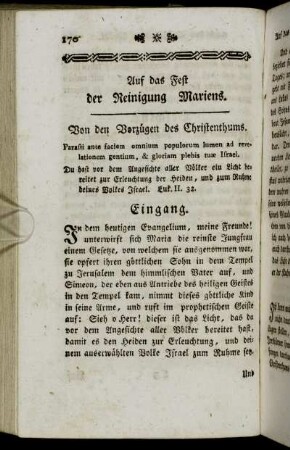 Auf das Fest der Reinigung Mariens.