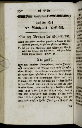 Auf das Fest der Reinigung Mariens.