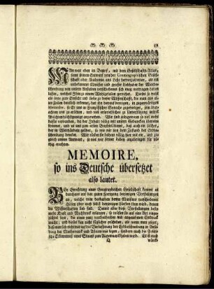 Memoire, so ins Deutsche übersetzet also lautet
