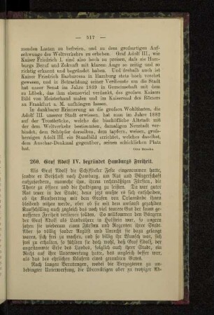 260. Graf Adolf IV. begründet Hamburgs Freiheit.