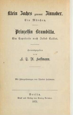 Bd. 9: Klein Zaches genannt Zinnober : ein Märchen