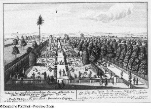 Prospekt des Schnurbeinschen Gartens in Augsburg vor dem Göppinger Tor mit französischer Gartenanlage