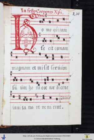 [230rv] „In festo corporis Christi“ (Nachtrag, 17. Jh.).