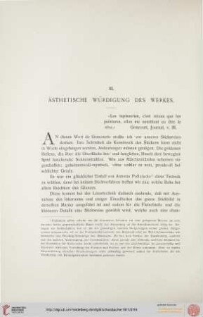 III. Ästhetische Würdigung des Werkes