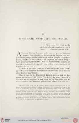 III. Ästhetische Würdigung des Werkes