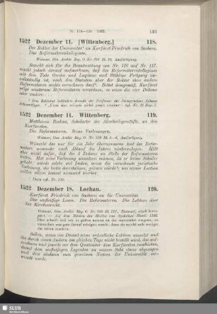 119. 1522, Dezember 11. Wittenberg