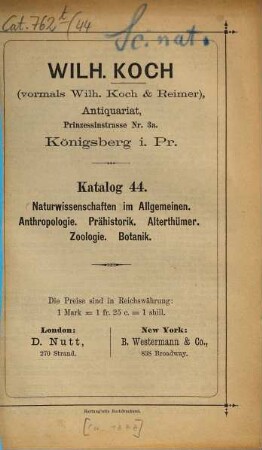 Katalog. 44. [ca. 1888]