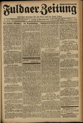 Erste Ausgabe vom Freitag, den 14. November 1924.