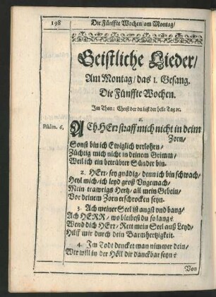 Geistliche Lieder ... Die Fünffte Wochen.