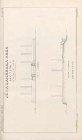 Plate III. Jétawanáráma Area. Section I. Vihare, No 9. Front elevation. Section through A.B.