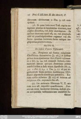 Sectio II. De Libris Veteris Testamenti.