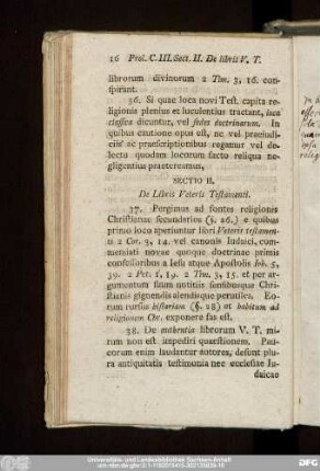 Sectio II. De Libris Veteris Testamenti.