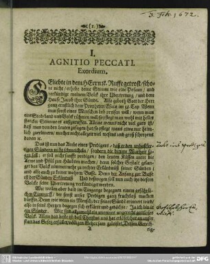 I. Agnitio Peccati
