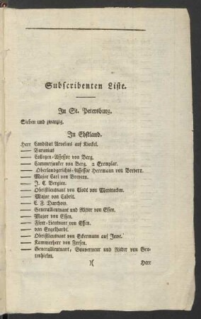 Subscribenten Liste.