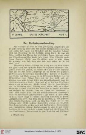 Zur Reichstagsverhandlung
