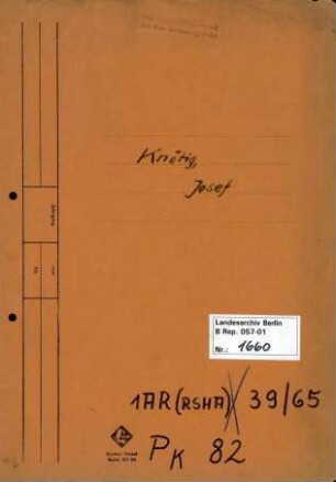 Personenheft Josef Knötig (*26.07.1910), SS-Hauptscharführer